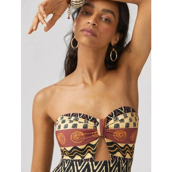 Anthropologie Brown Nwot Verb Pallavi Singhee Geo Cut-out Midi Night Out Dress - Picture 3 of 8